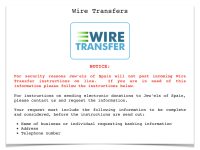 Donate by Wire Transfer Instructions